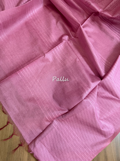 Semi munga saree  | Light pink | W8