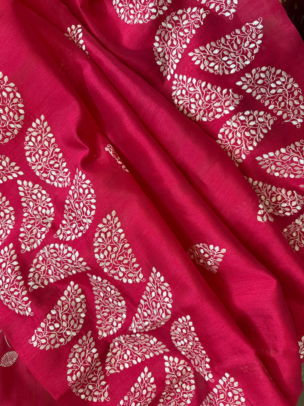 Matka silk designer saree with embroidery | Dark pink | SC2