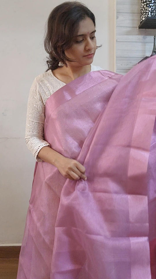 Semi tissue saree | Onion pink | SC100