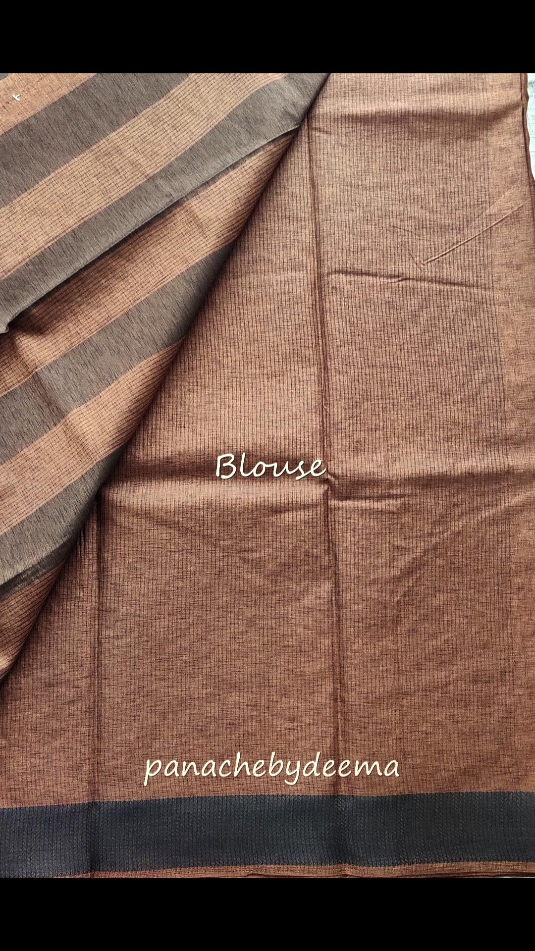 Beautiful semi tussar saree with beautiful thread embroidery | Brown | RF6
