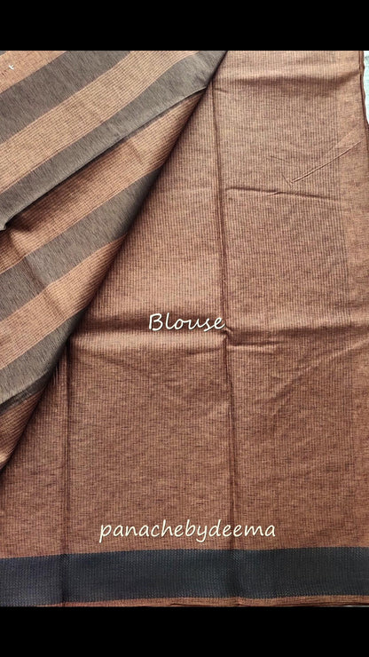 Beautiful semi tussar saree with beautiful thread embroidery | Brown | RF6
