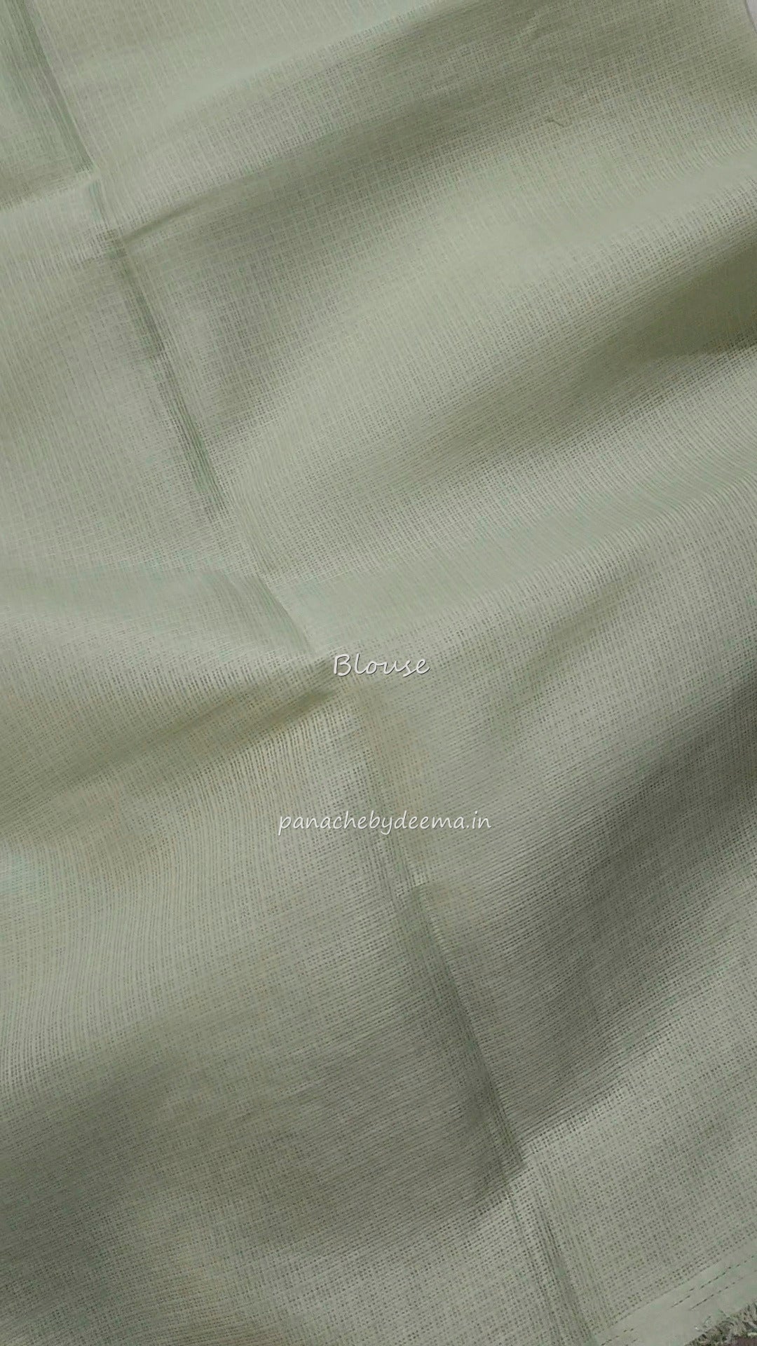 Kota applique saree with scalloped borders | green| KAP2