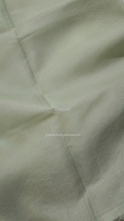 Kota applique saree with scalloped borders | green| KAP2