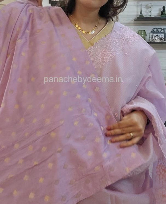 Silky Kota saree with embroidery | Lavender | KAP7