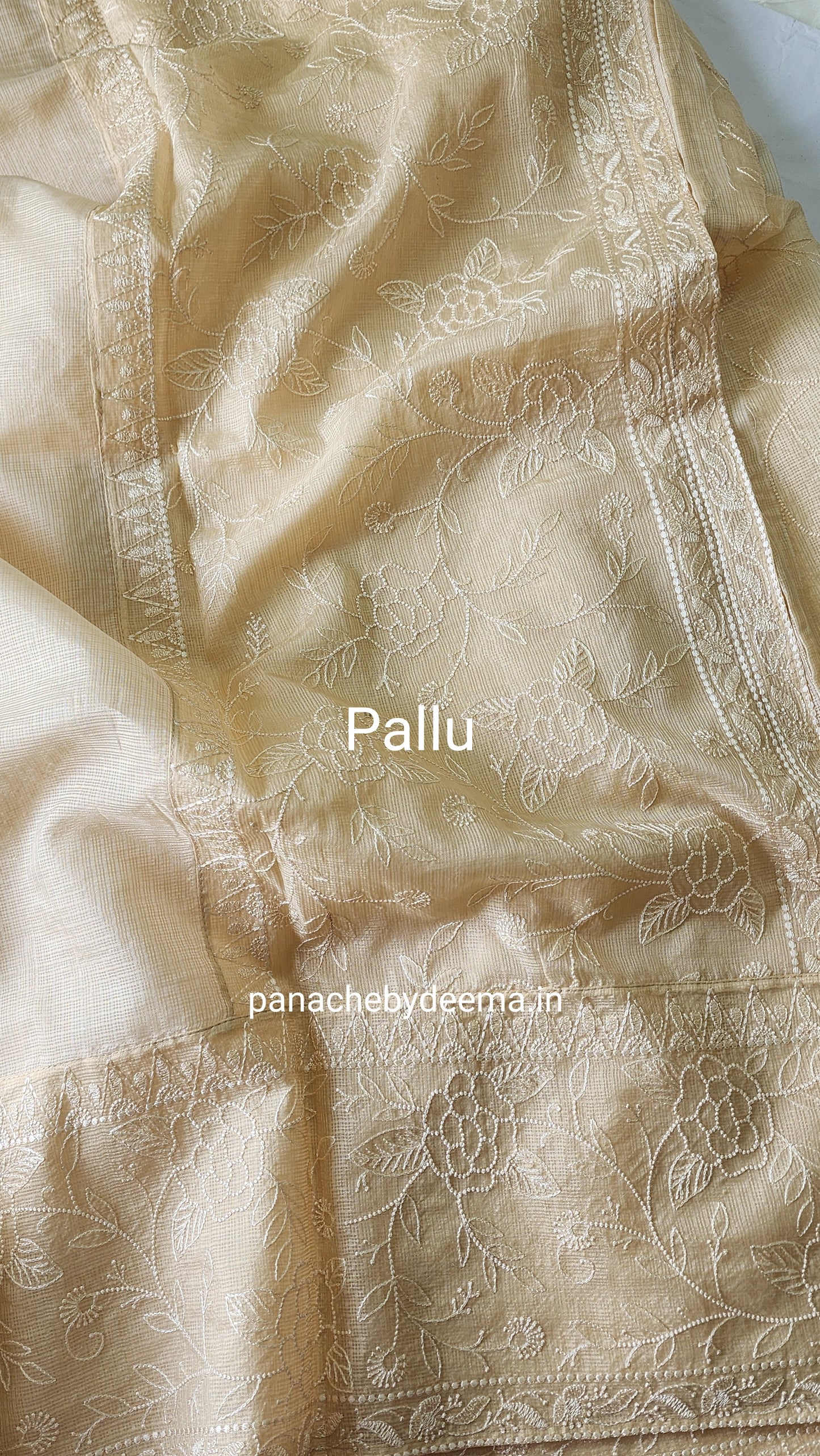 Silky Kota saree with embroidery | Cream | KAP8