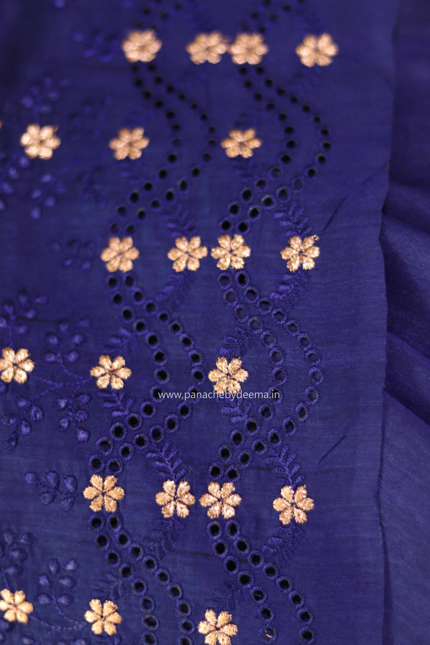 Matka silk designer saree with cut work borders and embroidery | Dark Blue | MT18