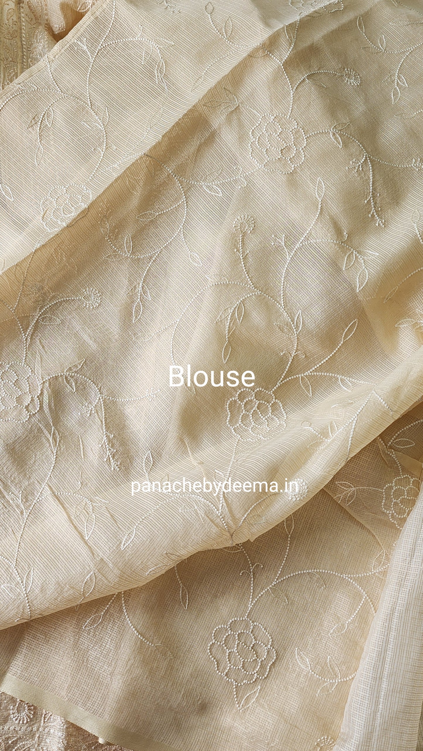 Silky Kota saree with embroidery | Cream | KAP8